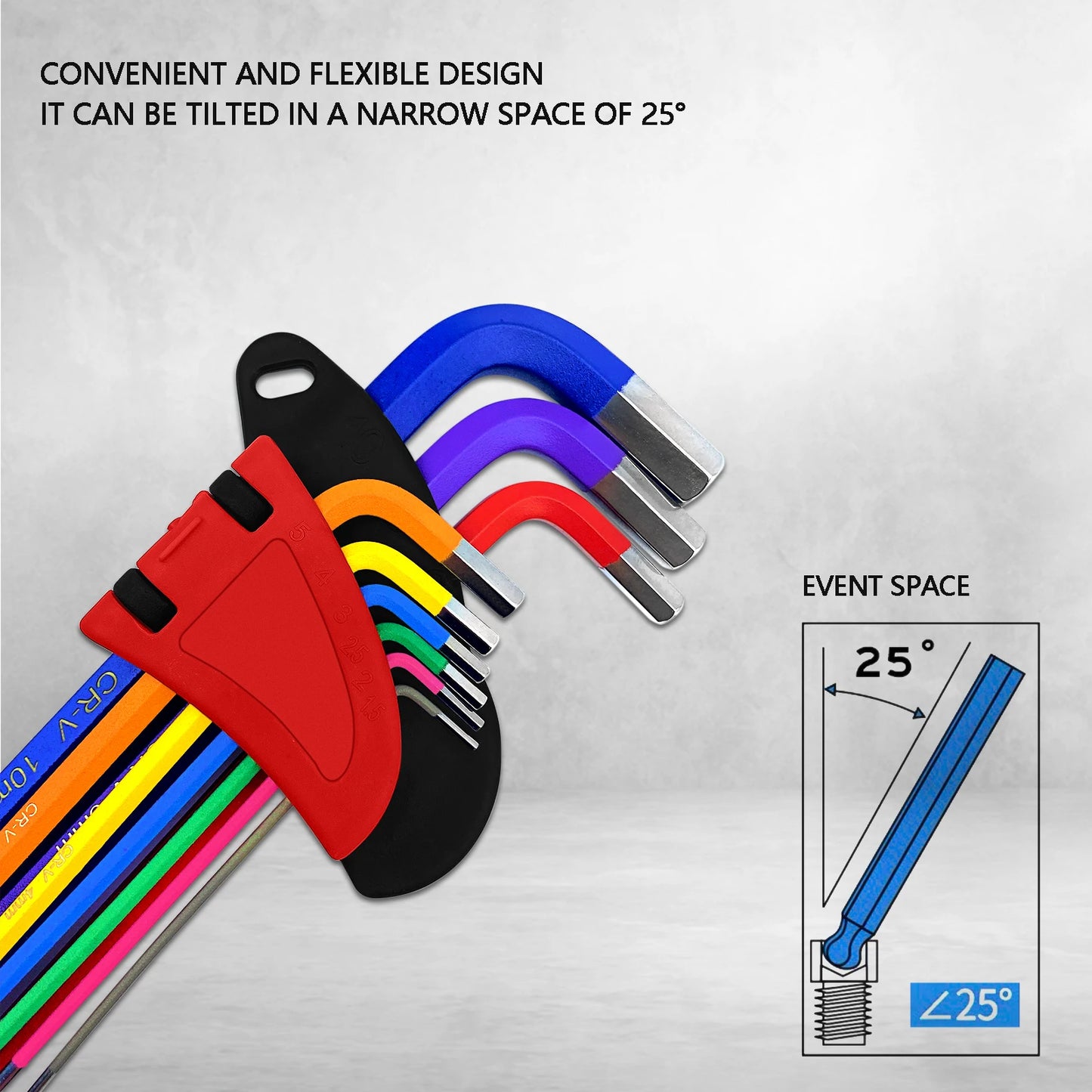 Allen Key Set Socket Folding Wrench Hex Metric 9Pcs/Set Ball End Long Wrench Colour Coded Alan Keys 1.5mm - 10mm