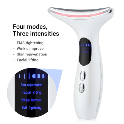 Neck Face Beauty Device 3 Colors LED Photon Therapy Skin Tighten Reduce Double Chin Anti Wrinkle Remove Skin Care Tools