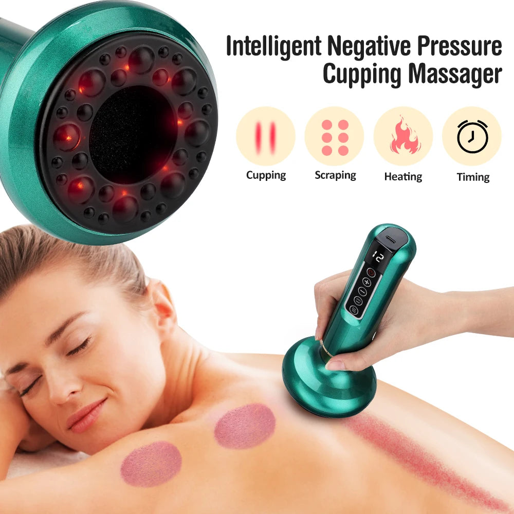6/12 Gear Electric Cupping Massager Vacuum Suction Cup GuaSha Anti Cellulite Beauty Health Scraping Heat Body Slimming Massage