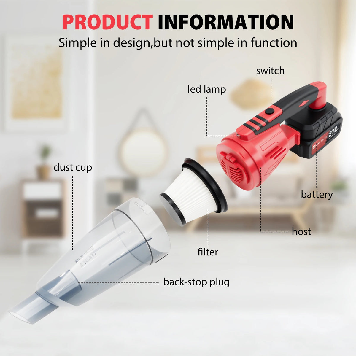 Cordless Vacuum Cleaner, 7000Pa 2-in-1 Upright & Handheld Stick Vacuum, for Hardwood Floors, Carpets, Cars and Pet Hair