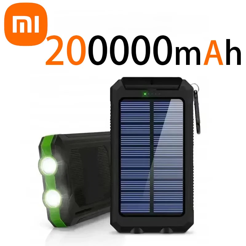 Xiaomi 200000mAh Power Bank Fast Charging Outdoor Large Capacity External Battery Solar PowerBank Flashlight For iPhone Samsung