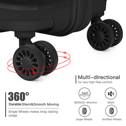 Kono Large Check in Luggage Lightweight Polypropylene Hard Shell Suitcase with TSA Lock Spinner Wheels