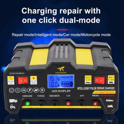Intelligent Pulse Repair Battery Charger EU Plug 300AH LCD Display For Wet Dry Lead Acid Full Automatic Car Battery Charger 220W