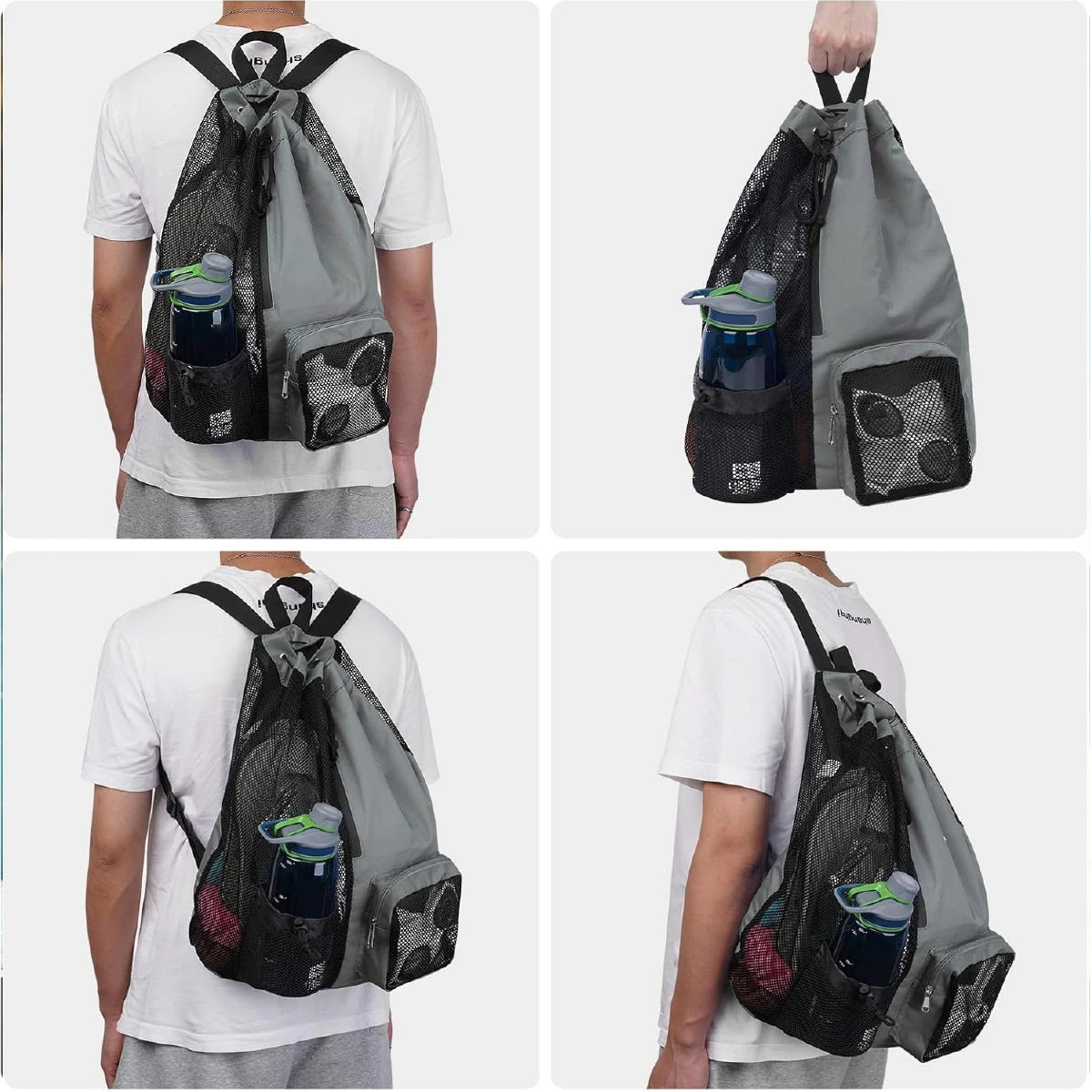 Women Travel Swimming Bag Mesh Drawstring Backpack with Wet Pocket Multipurpose Beach Backpack for Swimming Gym Workout Gear