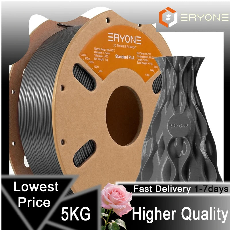 ERYONE 1/5/10KG Standard PLA Premium Filament 1.75mm 3D Print, Multicolor Available,big sale 1kg pla filament,1kg/spool