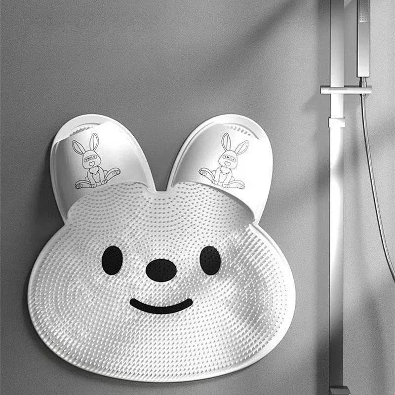 Rabbit Anti Slip Bath Mat Circular Massage Design Back Suction Cup Scrubber Foot Back Shower Anti Fall Device Bathroom Supplies