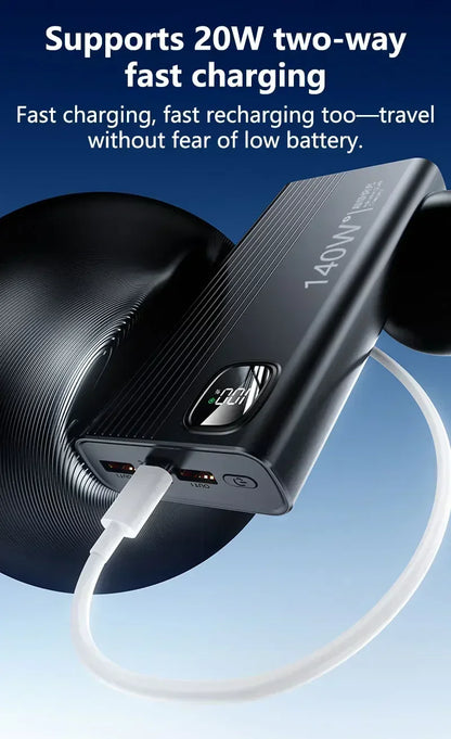 Lenovo CCC 500000mAh Power Bank 140W Large Capacity Portable Super Fast Charging Powerbank Spare Battery Digital Display Charger