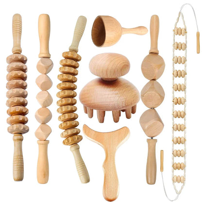 Jecaliz Wooden Therapy Massager for Lymphatic Drainage Anti Cellulite Maderoterapia Body Sculpturing Massage Roller Guasha Sets