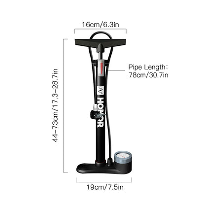 160PSI Bike Air Pump with Gauge Presta & Schrader Valves Bicycle Floor Pump Tire Tube Inflator with Multifunction Ball Needle Bi