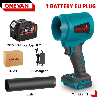 ONEVAN 4000W Brushless Electric Turbo Blower Jet Fan 400M/S 300000RPM Leaf Blower Dust Blowing Tool For Makita 18V Battery Pin