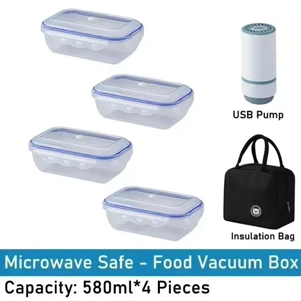 Vacuum Food Storage Box Transparent Storage Container Fridge Organizer Microwave Safe Fresh-Keeping Sealing Box Food Dispenser