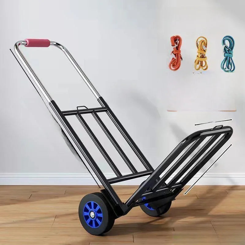 Foldable Stainl Steel Hand-Pulled op Cart for Lage Transport Double Trailer Small Goods Trolley Pu Cart Water
