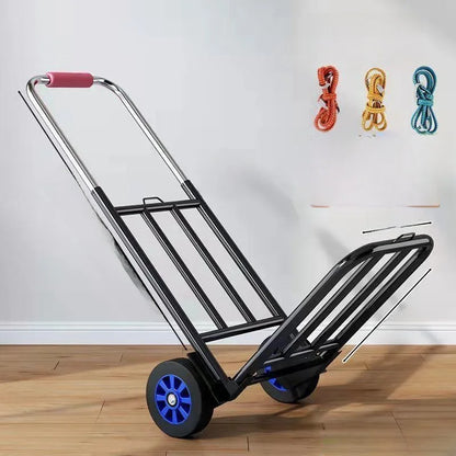 Foldable Stainl Steel Hand-Pulled op Cart for Lage Transport Double Trailer Small Goods Trolley Pu Cart Water
