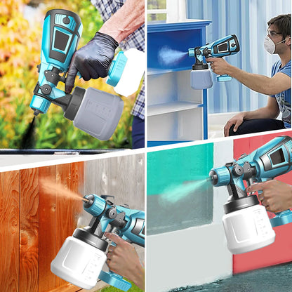Cordless Paint Sprayer compatible with Makita 18V 2x3.0Ahpcs Batteries Paint Sprayer 1000ml Tank for Walls Ceilings, Fence, Wood
