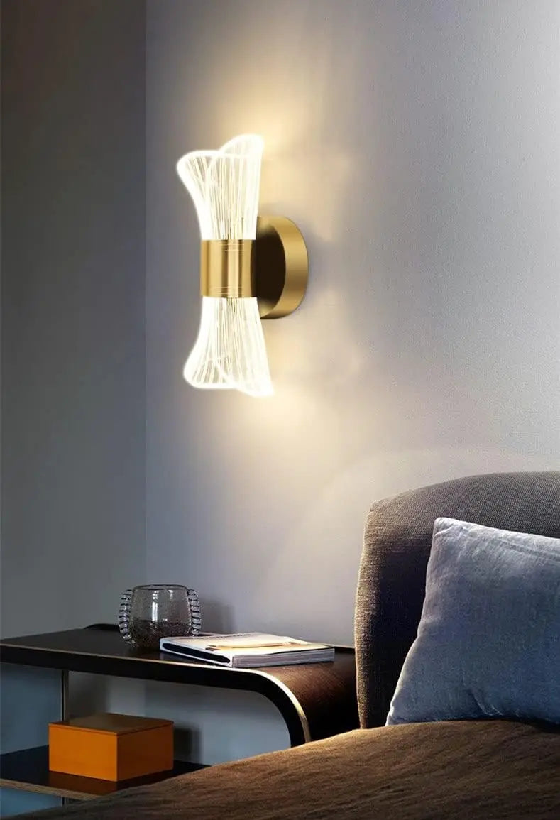 Gold Acrylic Wall Sconce, 12W Led Wall Lamp with 3 Color Temperature Options (3000K/4000K/6500K), Perfect for Hallway