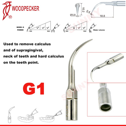 Woodpecker Dental Scaler Tips Ultrasonic Tooth Cleaning Machine Cutter Head Endo Perio Scaling Tips Fit EMS UDS Scaler Handpiece