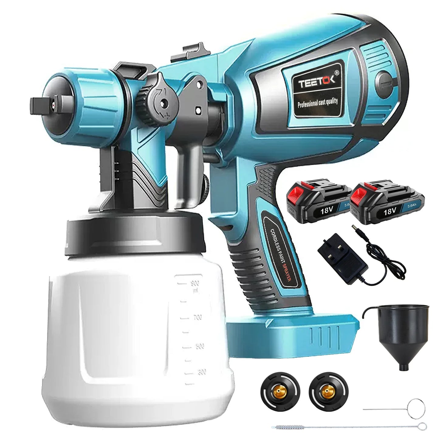 Cordless Paint Sprayer compatible with Makita 18V 2x3.0Ahpcs Batteries Paint Sprayer 1000ml Tank for Walls Ceilings, Fence, Wood