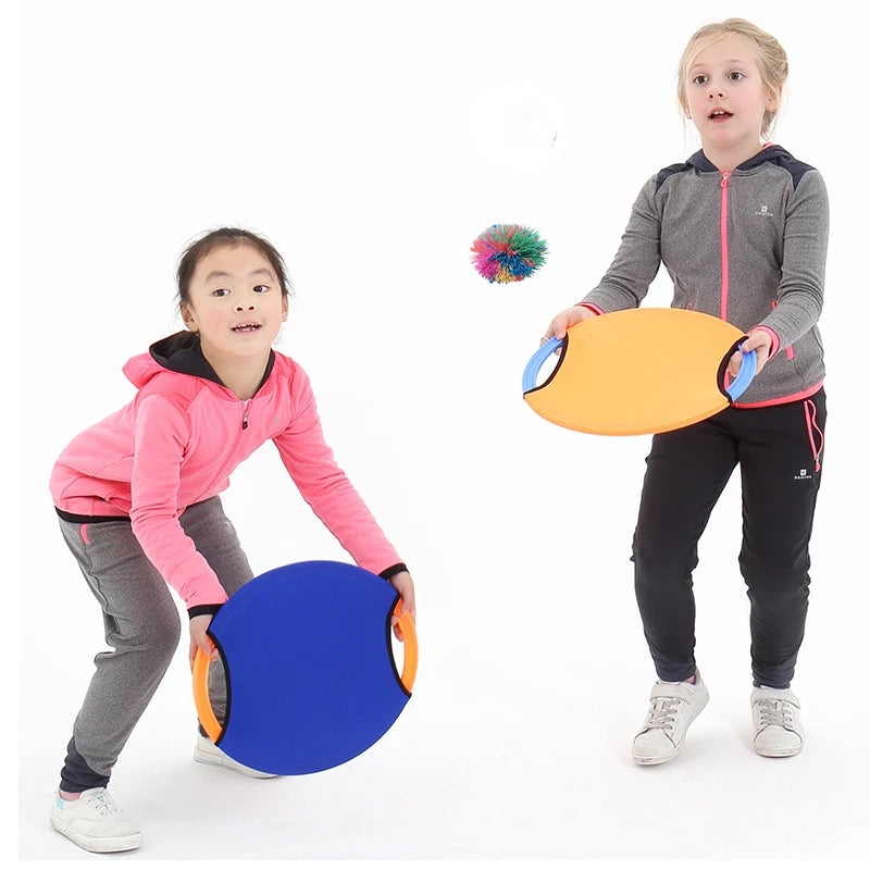 2PCS Outdoor Play Trampoline Paddle Ball And Flying Disc Parent Child Interaction Games Beach Lawn Backyard Sports Party Favors