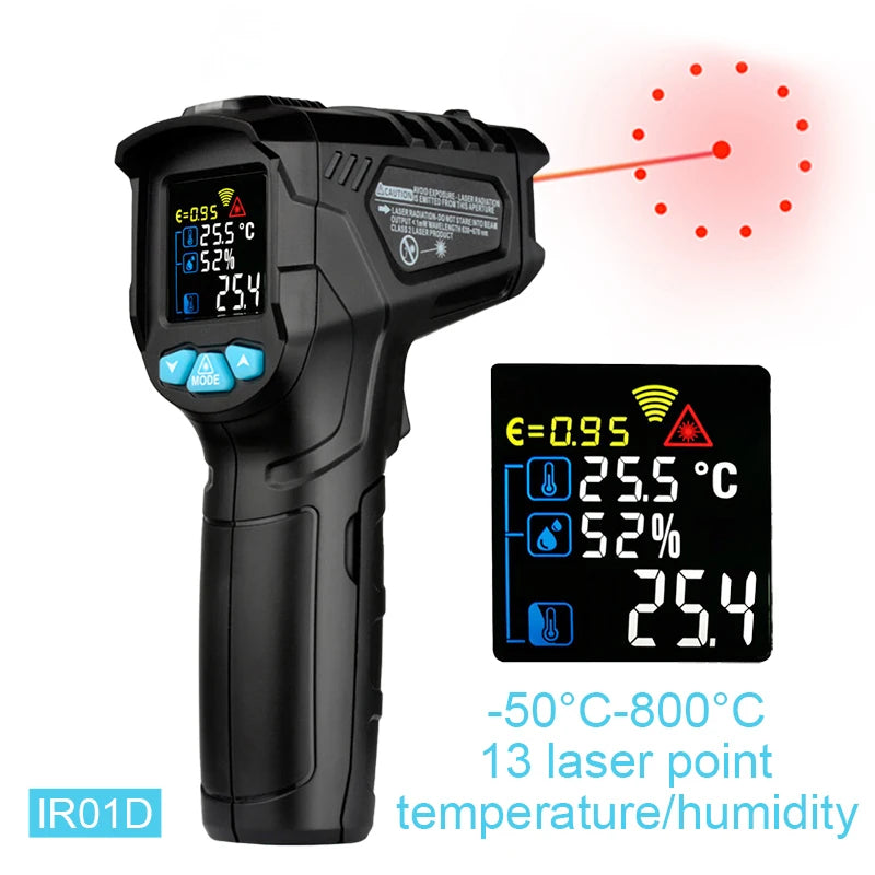 Digital Infrared Thermometer -50 to 800℃ Laser Thermometer -58 to 1472℉ Temperature Meter Digital Thermometer Backlight Alarm