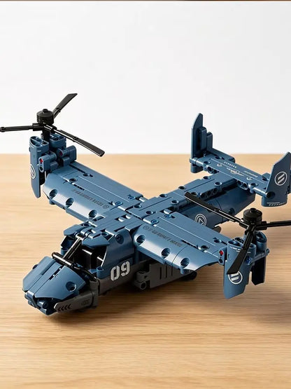 Military V-22 Osprey Tiltrotor Building Block Set Large High-Simulation Pulley Aircraft Model Propeller DIY Building Blocks