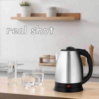2L 1500W Stainless Steel Cordless Electric Kettle Jug, 360‑Degree Rotational Base with Overheat Protection Fast Boiling Water Heater for Household Kitchen Use