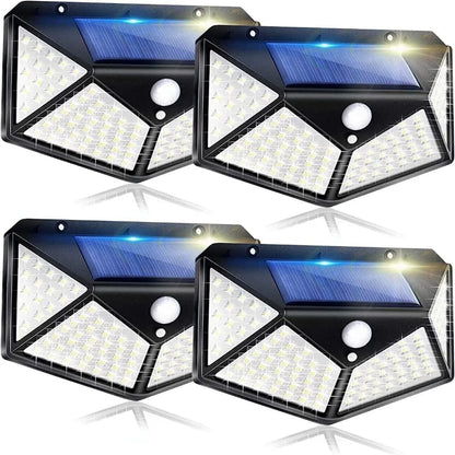 4X 100LED Solar Power PIR Motion Sensor Wall Lights Outdoor Garden Security Lamp