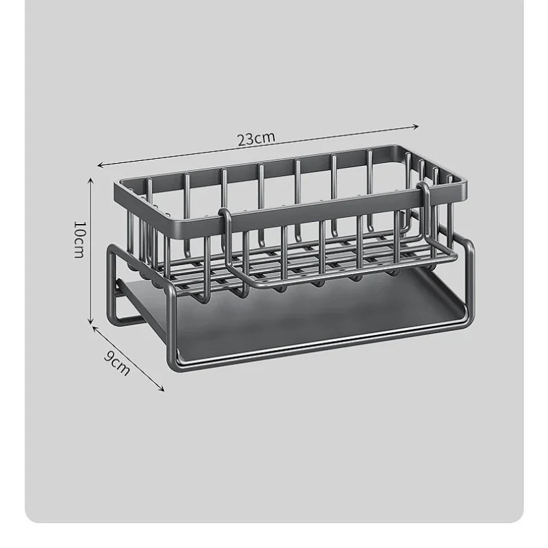 1 Pcs Kitchen Space Aluminum Sink Drain Rack Sponge Storage Faucet Holder Soap Drainer Shelf Basket Organizer Bathroom Accessories