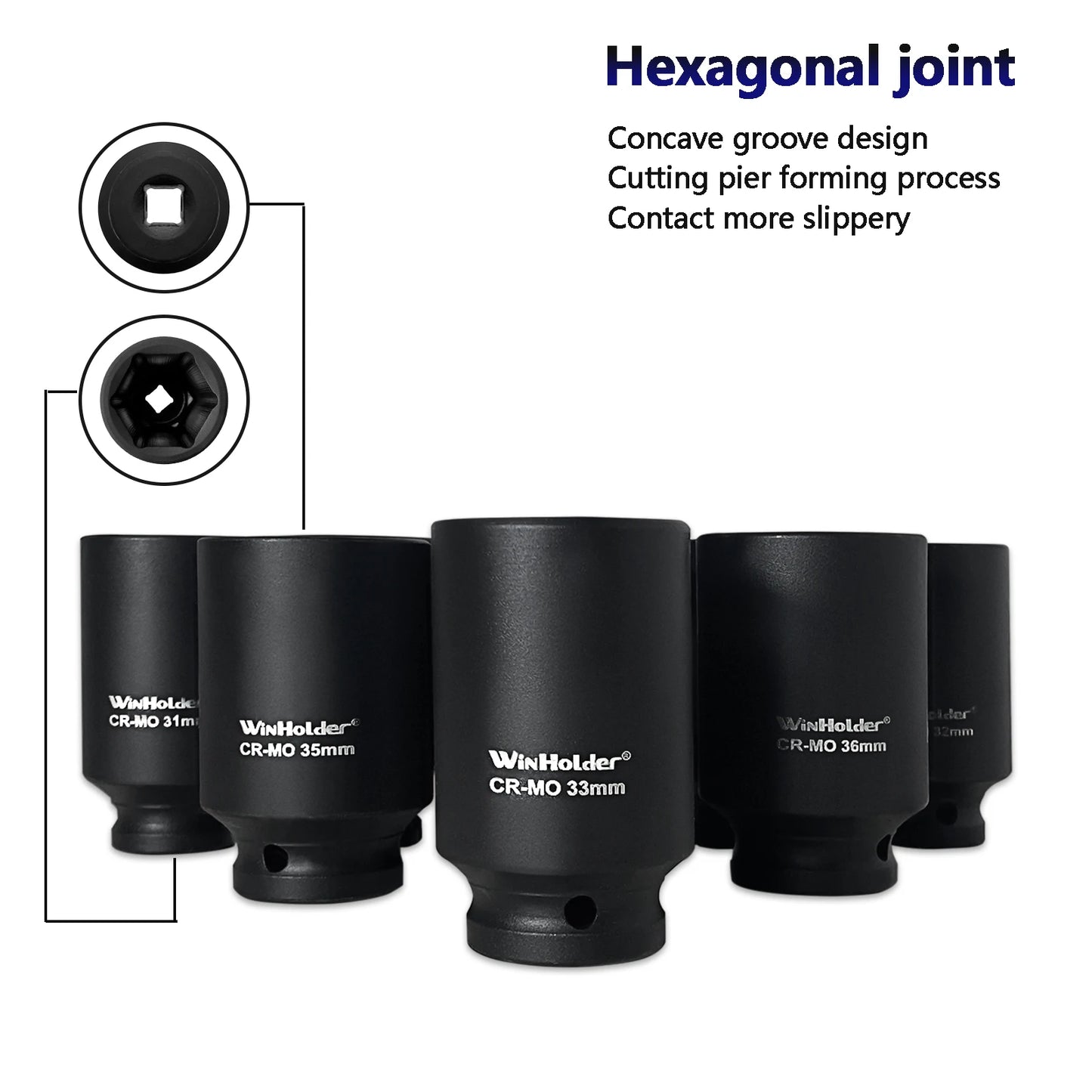 9x 1/2"6Point Axle Nut Hub Impact Socket Set 29-38mm For Air Battery Powered Impact Tools Wrenches Breaker Bars Torque Wrenches
