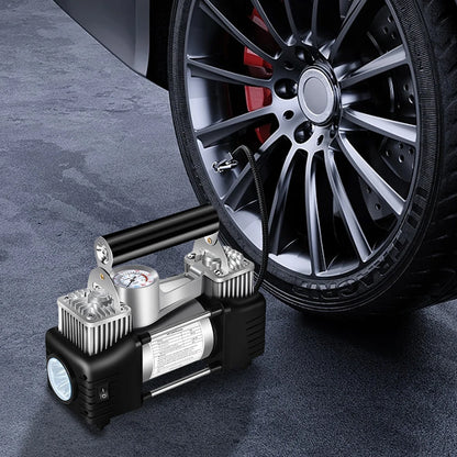 12V Portable Dual Cylinder Air Pump 150PSI Electric Car Tyre Inflator Automotive Inflation Pump Portable Dual Purpose Air Pump