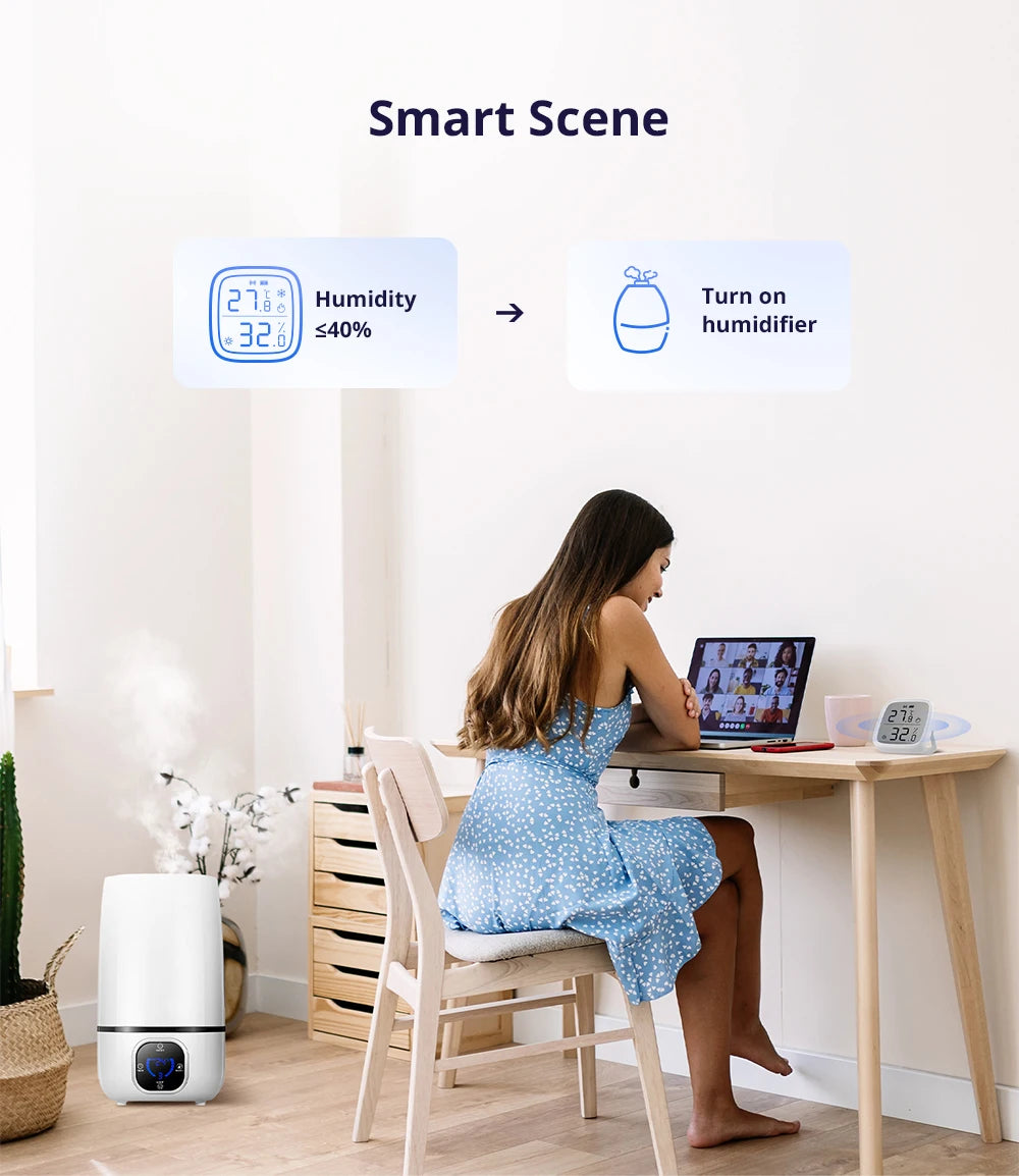 1-4PCS SONOFF SNZB-02D Zigbee LCD Digital Thermometer Smart Temperature Humidity Sensor APP Monitoring Work with Alexa Google