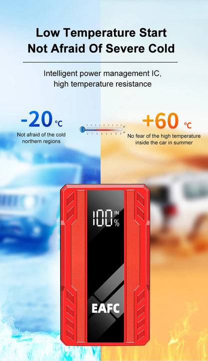 EAFC 1000A/1200A Jump Starter Power Bank Portable Charger Starting Device for 3.0L Emergency Car Battery Jump Starter
