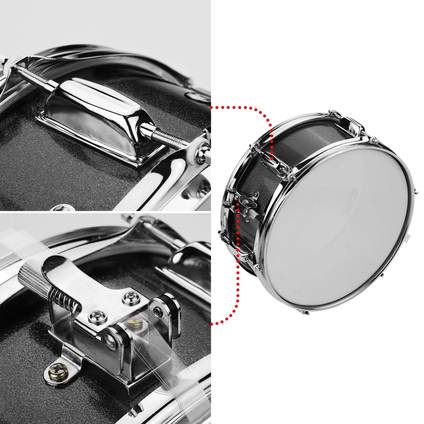 12 Inch Snare Drum Portable Snare Drum Set with Drumsticks Shoulder Strap Percussion Instrument Suitable for Students Beginners