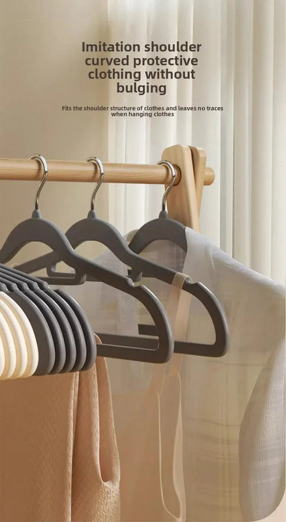 Home Use Flocking Clothes Hanger Anti-Slip Shirt Drying Rack Store Shoulder Corner Seamless Hanging Closet Storage Tool