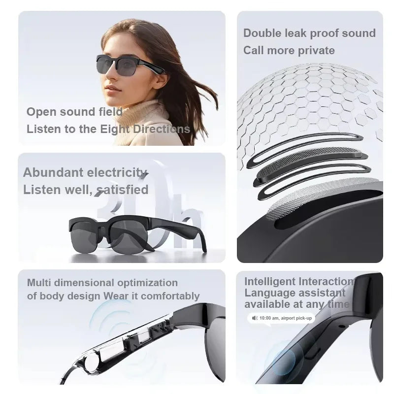 Lenovo 8K HD AI Smart Glasses AI Translation Hands-Free Calling AI Chat Logging Music Playback Smart Sunglasses for Men 2026 Ne
