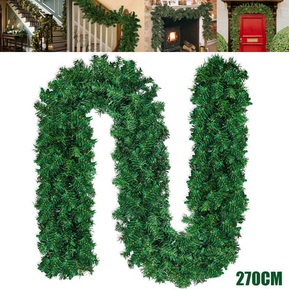 1pc/2pc 2.7M Christmas wreath Artificial Pine Leaf Rattan Strip Green Christmas Garland Wreath Christmas Pine Tree Rattan Decor