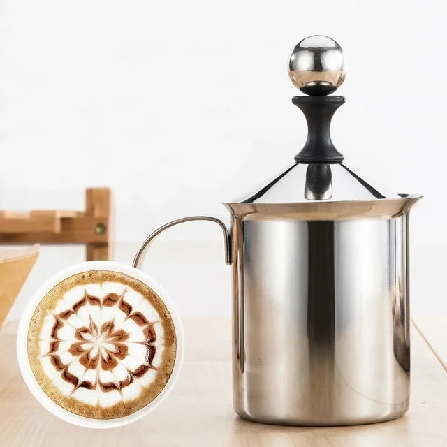 Milk Bubble Machine Stainless Steel Manual Milk Beater Latte Milkshake Coffee Machine Milk Foam Hand-held Milk Jug Gift Set