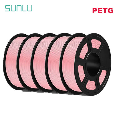 SUNLU 5Roll PETG/PETG Clear Filament 1.75 ±0.02mm 1kg Spool (2.2lbs) High Toughness Neatly Wound Filament Fit Most FDM Printer