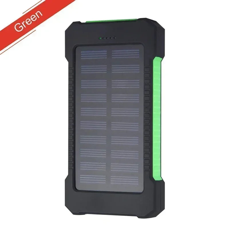 100000mAh Solar Power Bank External Battery Portable Charger Waterproof Powerbank W/ SOS Flashlight for IPhone Xiaomi Huawei