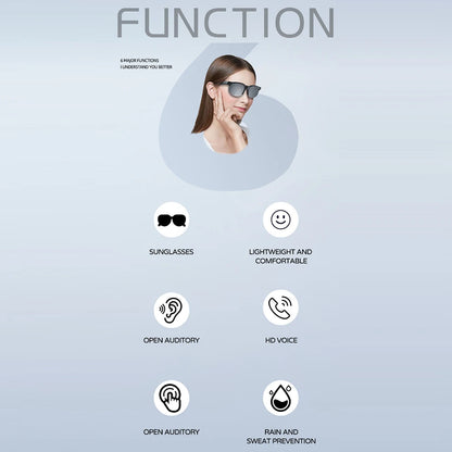 AI Intelligent Translation Glasses Built-in Microphone Speakers Earphone Glasses Music Sunglasses Wireless Headset for Men Women