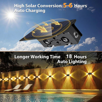 1-4PCS RGB Solar LED Light Outdoor Solar Wall Light IP65 Dusk To Dawn Up and Down Solar Light for Outside Fence Porch Deck Patio