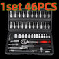 1 Set of 46-Piece Car Repair Tool Set, Ratchet Wrench Tool Box, Car Maintenance Socket Repair Kit, Hardware Kit, Multifunctional Car Repair Tool Kit