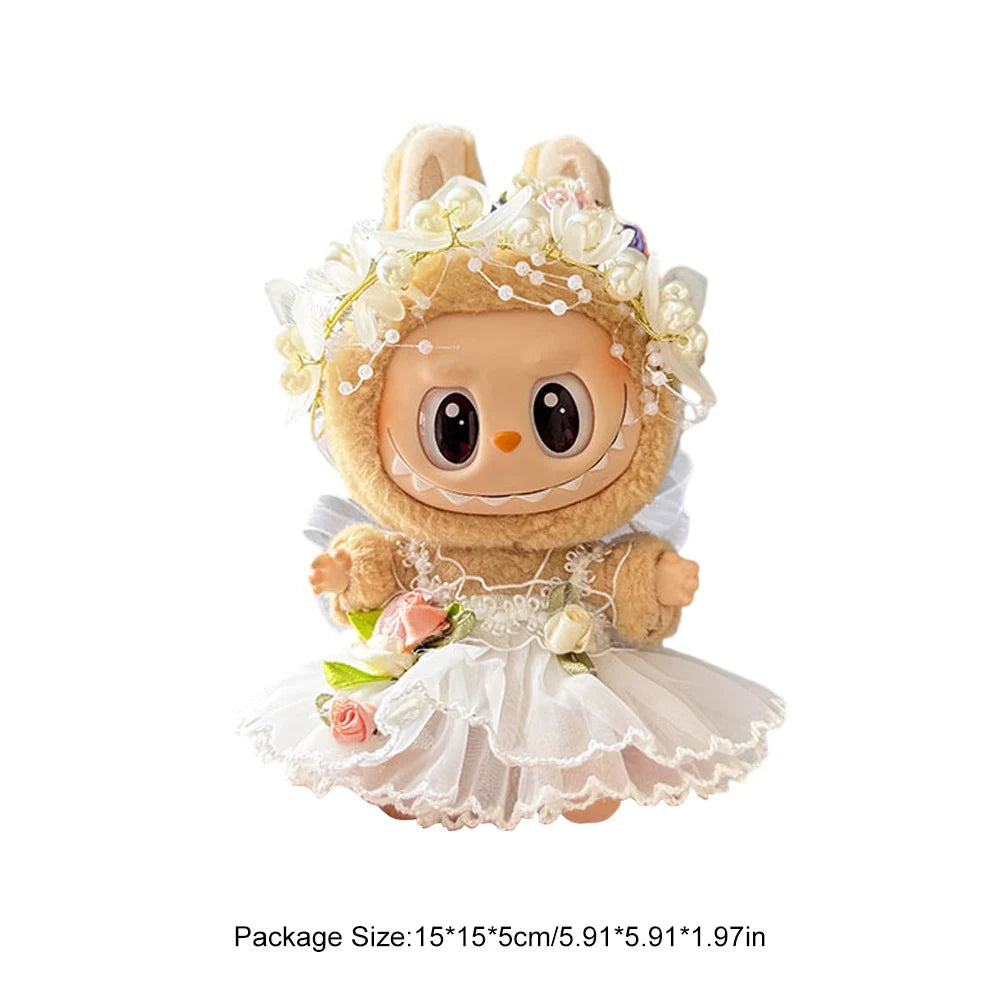 Mini Plush Doll'S Clothes Cute Outfit Accessories For Labubu V1 V2 Korea Kpop Idol Dolls Goose Dinosaur Macaron Clothing Gifts