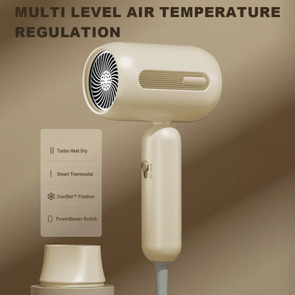 1900W Negative Ion Hair Dryer Low Noise Strong Wind Fast-Drying with Nozzle for Home and Travel Hair Dryer Portable