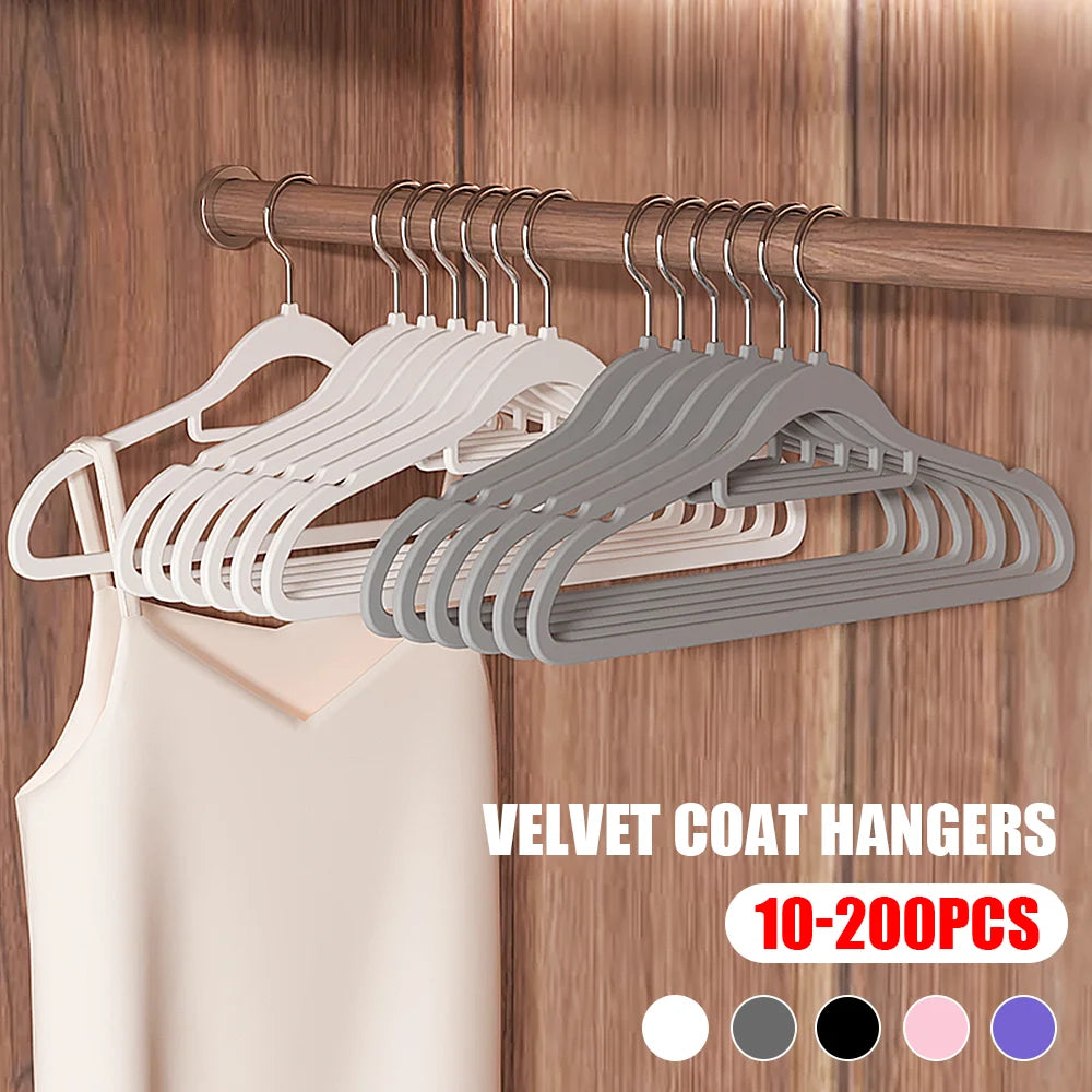 20pcs Durable Flocking Dry Hanger, Household Clothes Drying Rack No Trace Anti-slip, Space Saving, 360°swivel Hook