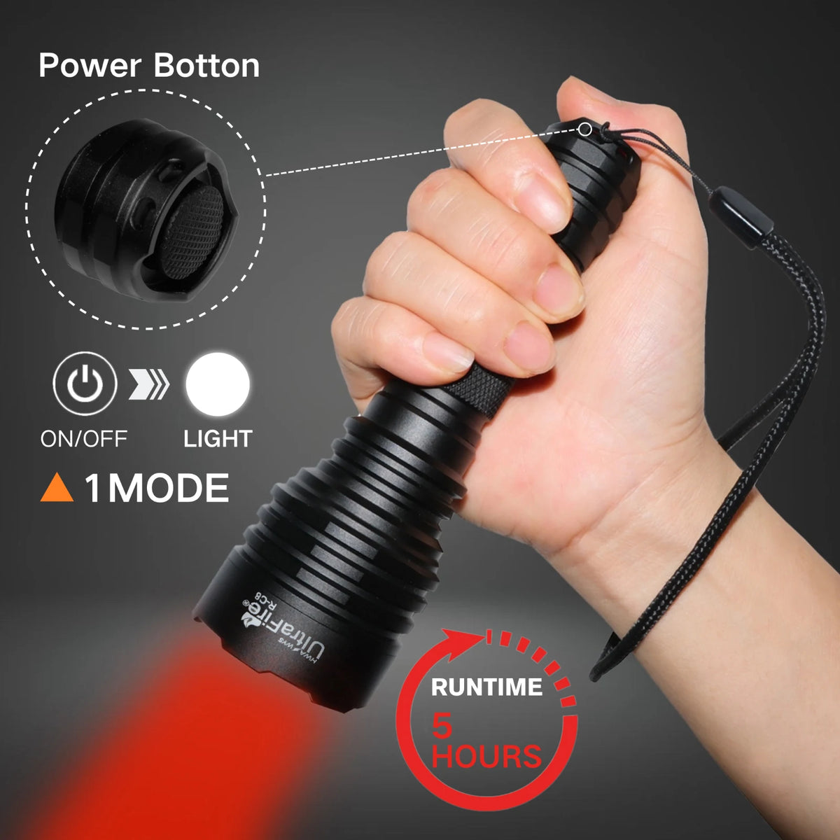 UltraFire C8 Red Light Flashlight Powerful Professional Tactical Hunting FlashLights Coyote Night Vision Lamp for Astronomy