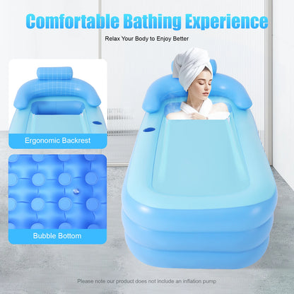 Modern Large Blue PVC Inflatable Bathtub Portable Folding Self-Contained Outdoor Bathtub for Adults And Children 160x84x64 Cm