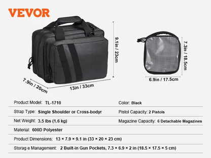 SucceBuy Tactical Range Backpack 2/6 Pistols Gun Backpack with Independent Pistol Bags and Magazines Pistol Backpack for Outdoor