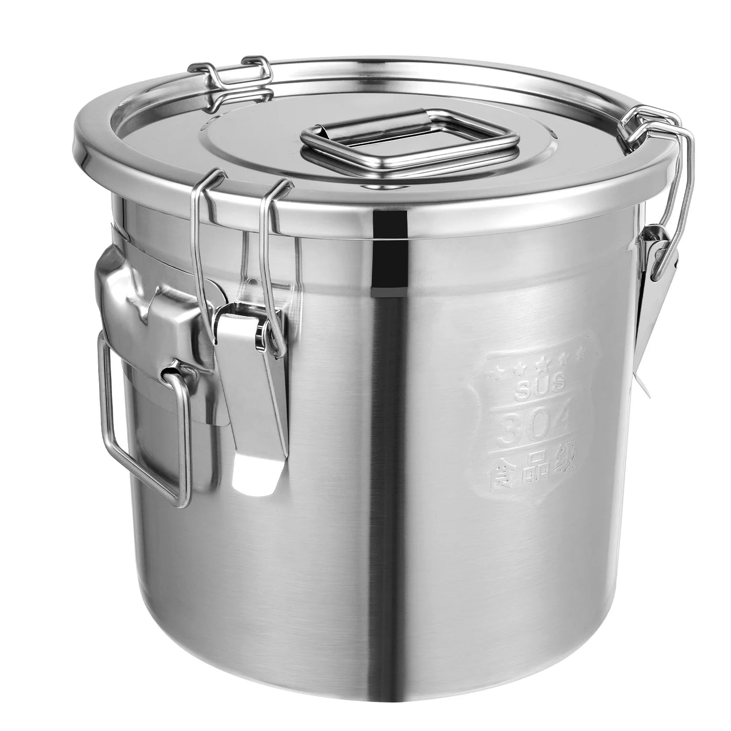 Bymaocar 12L 304 Stainless Steel Cereal Container Metal Kitchen Rice Oil Storage Bucket Airtight Durable, Corrosion Resistant