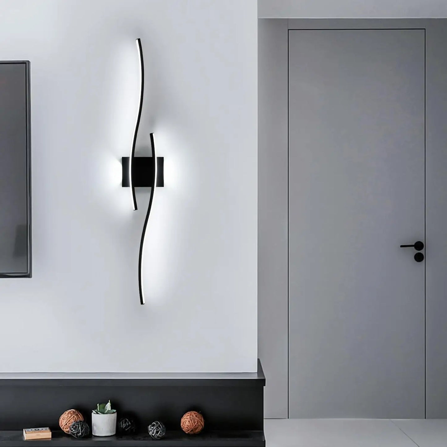 Modern Black Wall Sconce, 27W 6500K Led Iron Wall Light with Artistic Design, Perfect for Corridor, Staircase, Balcony
