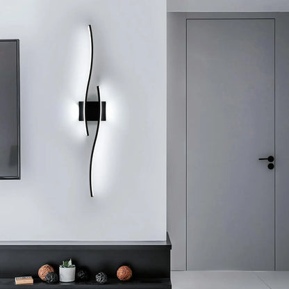 Modern Black Wall Sconce, 27W 6500K Led Iron Wall Light with Artistic Design, Perfect for Corridor, Staircase, Balcony